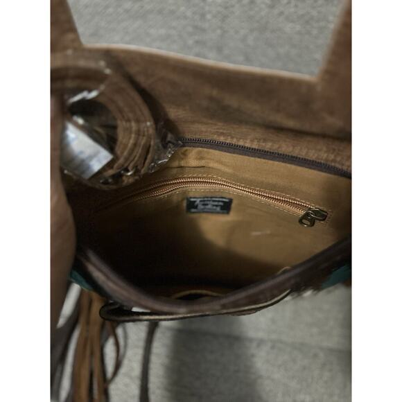 American Darling Clutch Hand Tooled Hair-On Genuine Leather Women Acid NWT Fring - Picture 6 of 7